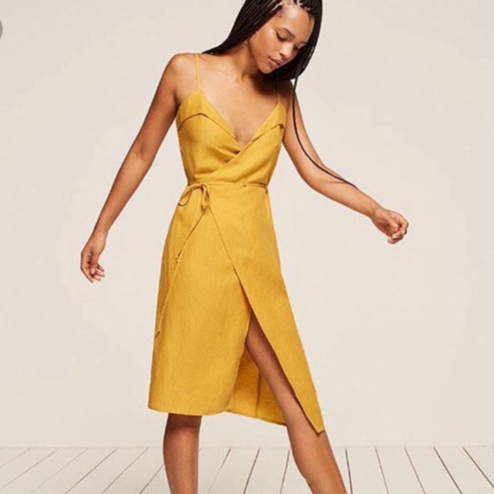 Reformation Linen Wrap Dress
